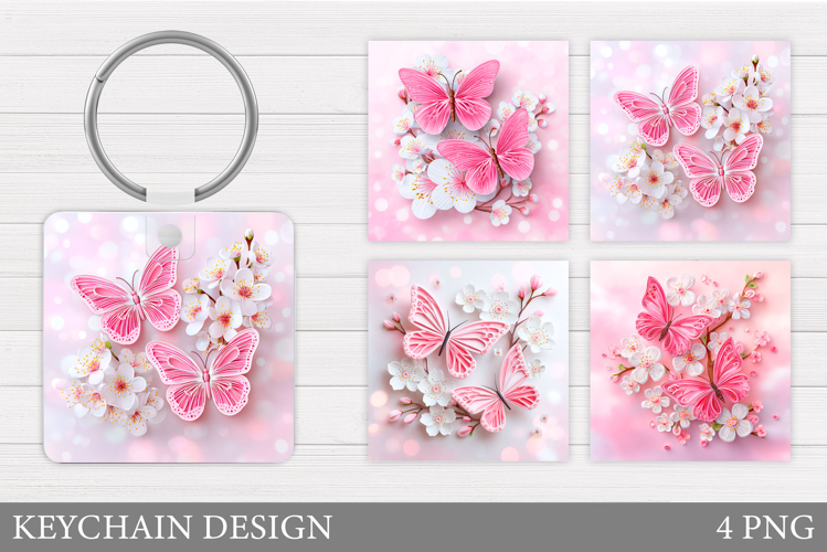 Butterflies Keychain Design. Butterfly Keychain Sublimation