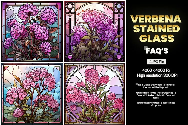 Stained Glass Verbena Square Coaster - 04 Variations