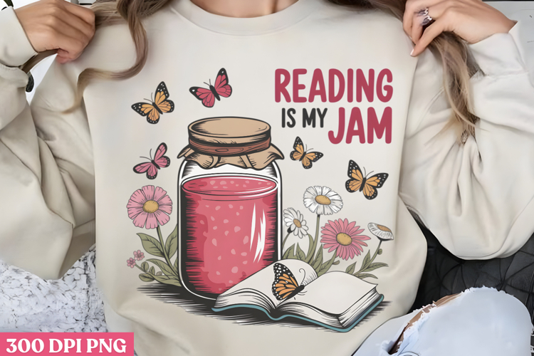 Reading Is My Jam PNG, Book Reader Sublimation PNG example image 1