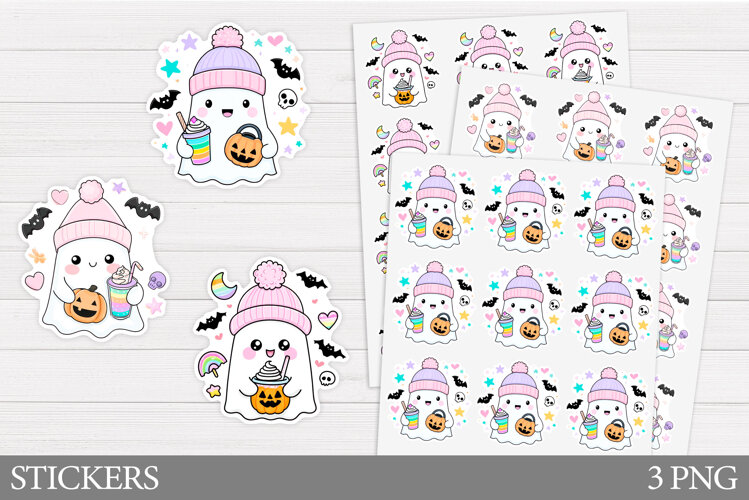 Ghost Sticker Printable. Halloween Sticker Design example image 1