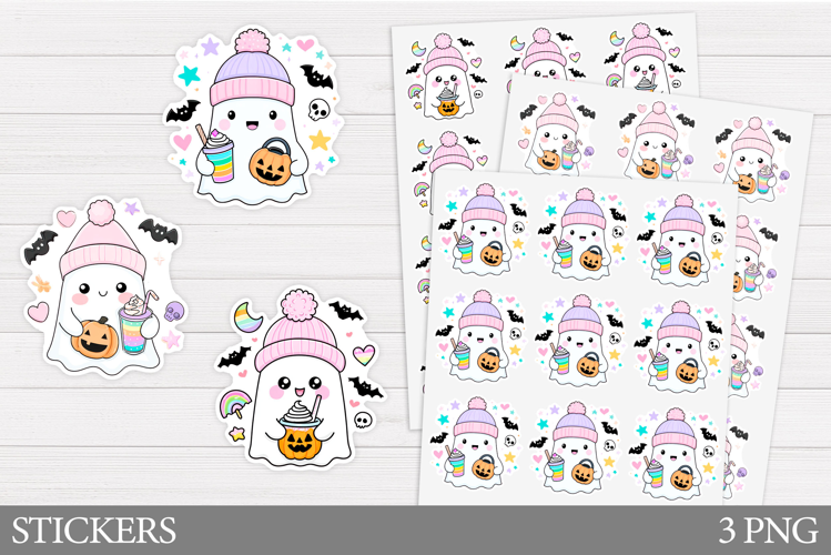 Ghost Sticker Printable. Halloween Sticker Design