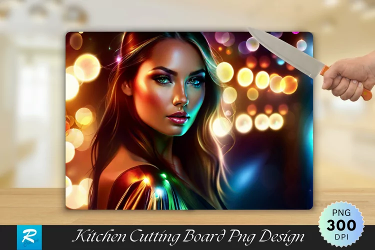 Beauty Model with Lights Cutting Board Sublimation Design