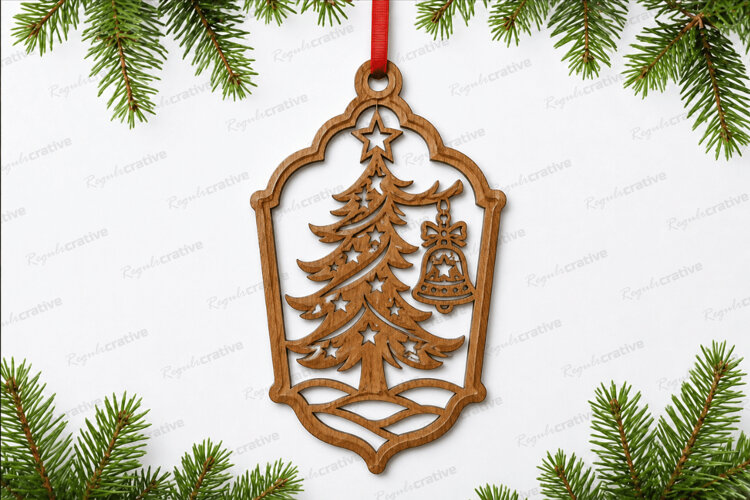 Christmas Tree Ornament Laser Cut SVG , Christmas tree SVG example image 1