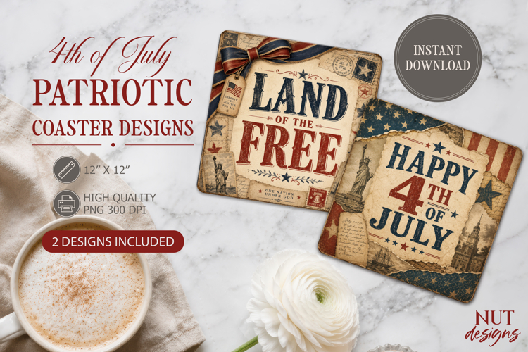 Vintage Patriotic Coaster Designs Retro 4th of July coaster
