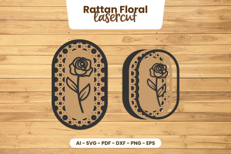 Rattan Floral Lasercut - Rattan Wall Art Lasercut