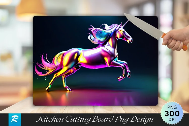 3D Unicorn Cutting Board Sublimation Design