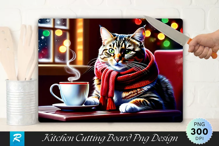 Tabby Cat Cozy Moment Cutting Board Sublimation