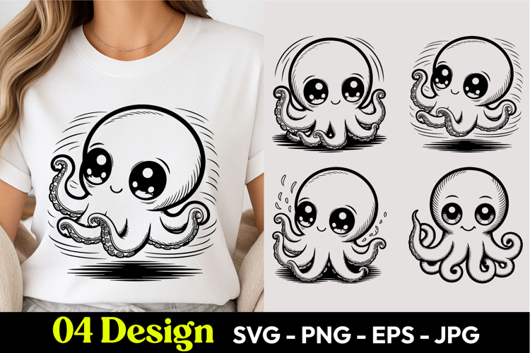 Kawaii Octopus SVG PNG
