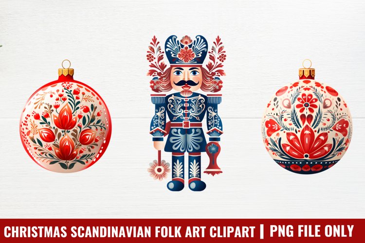 Christmas Scandinavian Folk Art example image 1