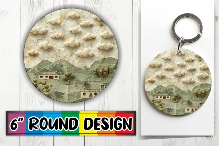 Embroidered Beauty Sublimation Circle Kaychain Design Print