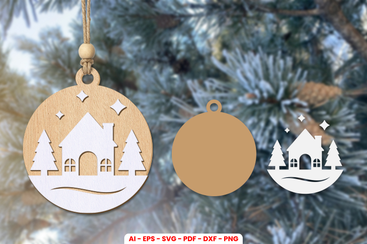 Christmas Ornament Laser Cut SVG | Holiday Bauble Decoration