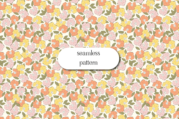 Pastel Floral Seamless Pattern for Fabric & Wallpaper example image 1