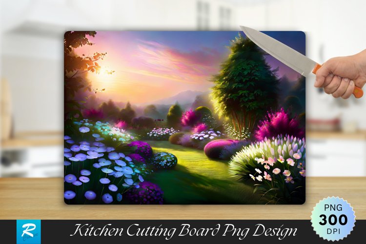 Soft Glow Garden Cutting Board Sublimation Design example image 1