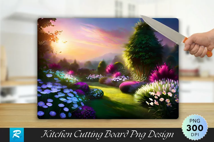 Soft Glow Garden Cutting Board Sublimation Design