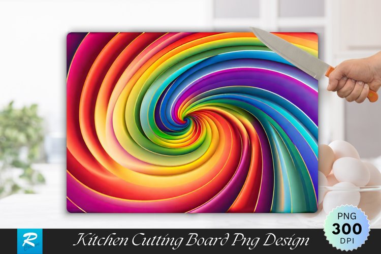 Rainbow Colored Twist Cutting Board Sublimation Design example image 1