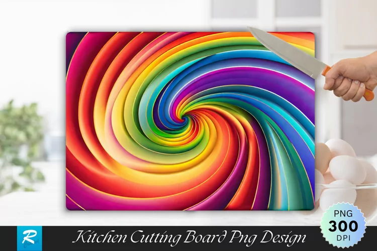 Rainbow Colored Twist Cutting Board Sublimation Design