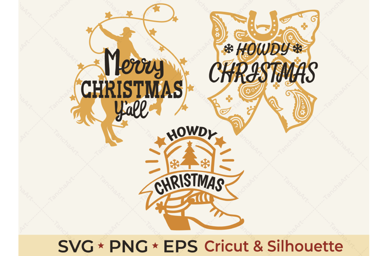 Western Christmas SVG Designs | Merry Christmas Y’all