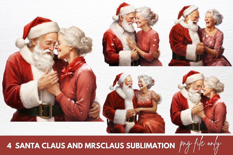Santa Claus And Mrs Claus Sublimation Clipart