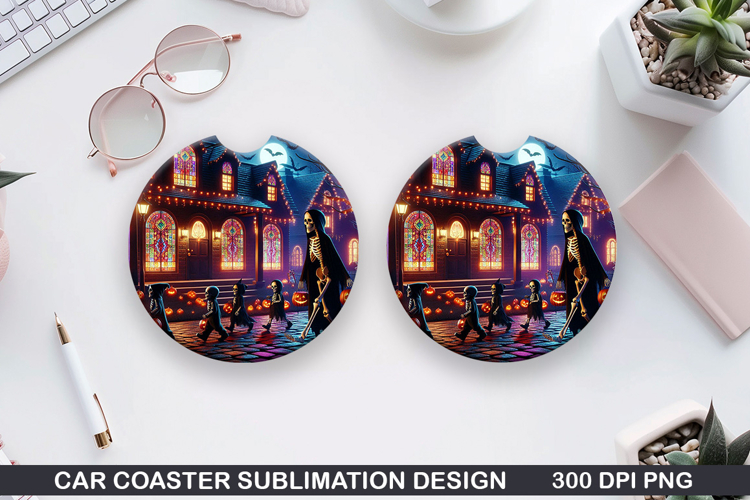 Mansion Car Coaster Sublimation |Halloween Coaster PNG