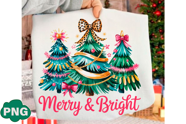 Merry and Bright Christmas Tree Png