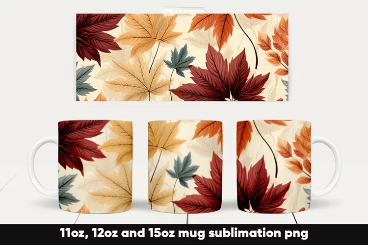 Fall autumn leaves mug wrap sublimation