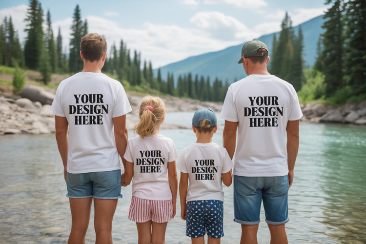 Bella Canvas 3001 Family Group Mockup | Matching T-Shirt Fla