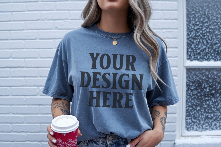 Bay Christmas Comfort Colors 1717 TShirt Mockup,cc1717 mock