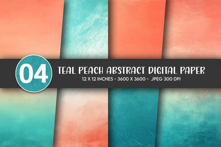 Teal Peach Abstract Digital Paper example image 1