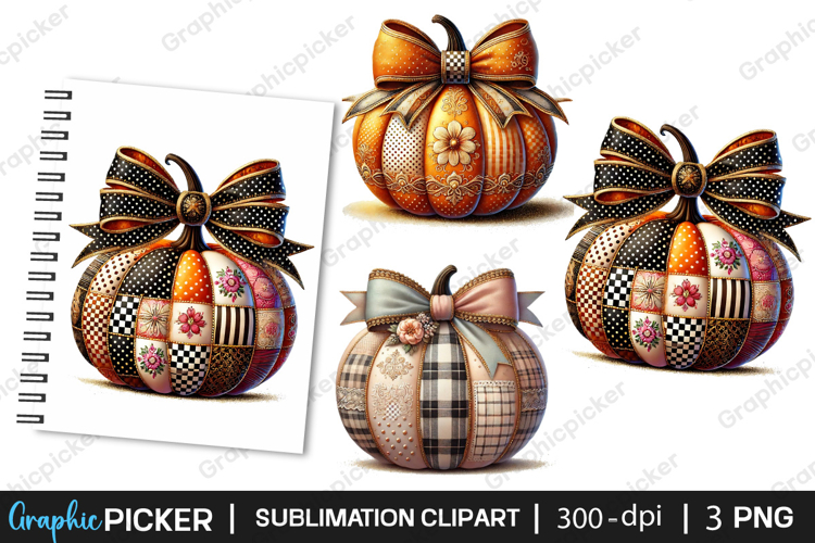 Faux Embroidery Fall Pumpkin PNG, Fall Pumpkin PNG