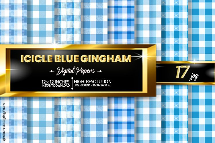 Icicle Blue gingham Gingham Digital Papers 17 Variations