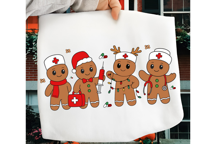 Retro Gingerbread Nurse Christmas PNG, Christmas Nurse PNG