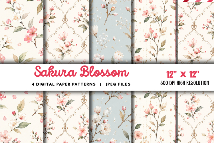 Sakura Blossom Digital Paper JPG