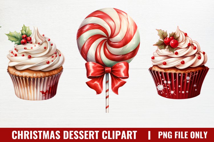 Christmas Dessert Clipart Sublimation, Dessert Clipart example image 1