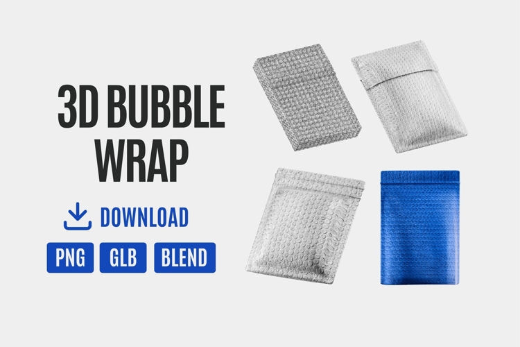 3D Bubble Wrap Packaging Set 01