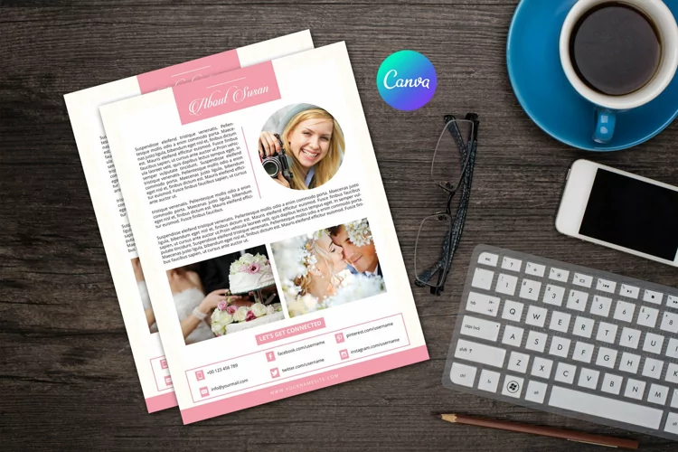 Photographer About Me Page, Ms Word, Photoshop & Canva