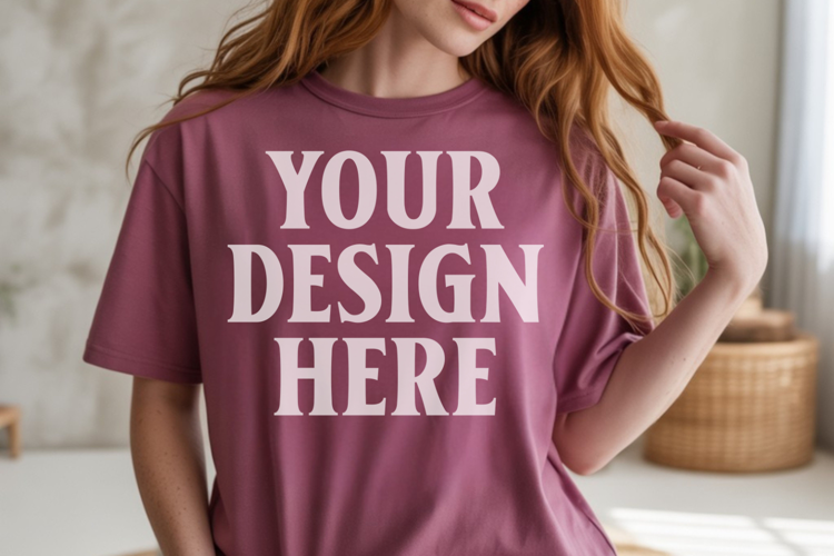 Comfort Colors 1717 Berry TShirt Mockup, CC1717 mockup, Tran