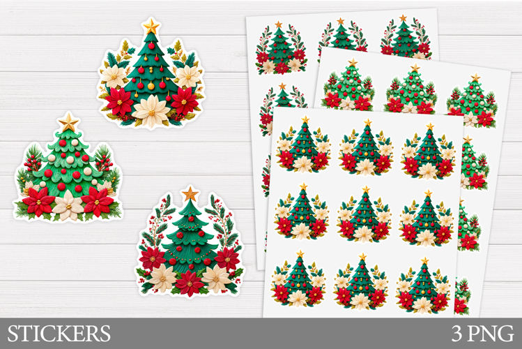 Christmas Tree Sticker Design. Christmas Sticker Printable