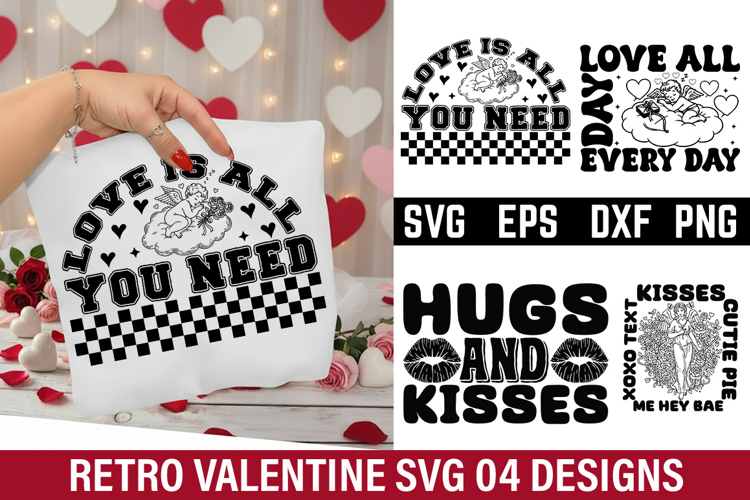 Retro Valentines Day Design - Kisses cutie pie xoxo text me