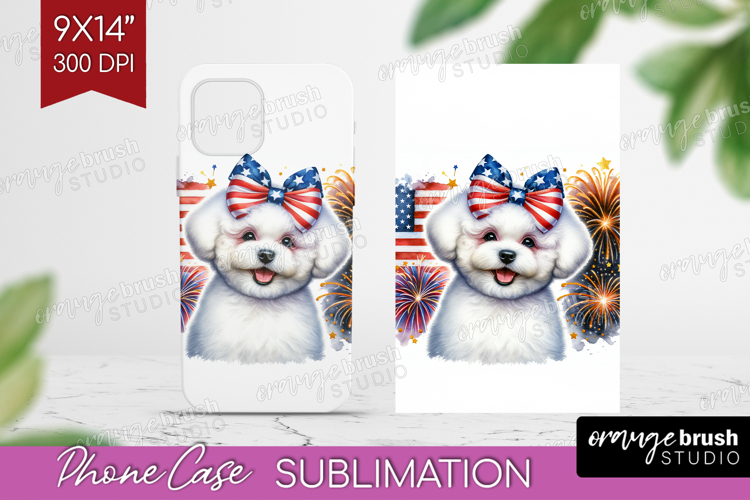 Bichon Frise Dog Phone Case PNG Patriotic Dog Case PNG