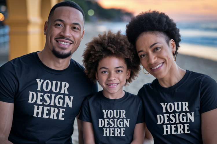 Bella Canvas 3001 Family Group T-Shirt Mockup