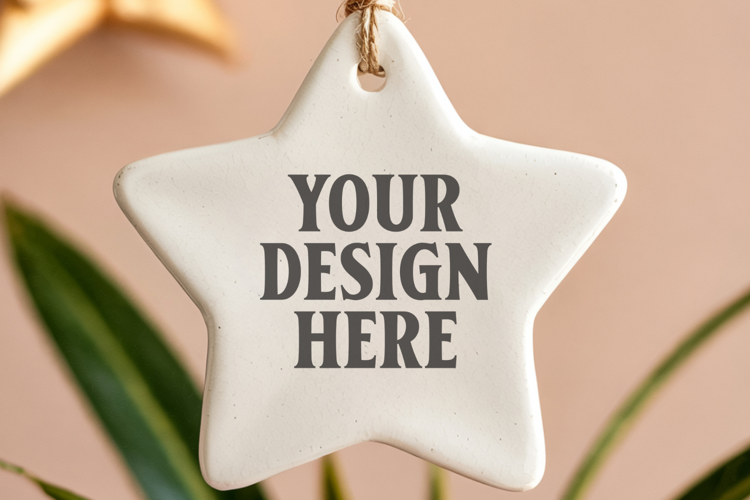 Christmas Star Ceramic Ornament Mockup | Holiday Star
