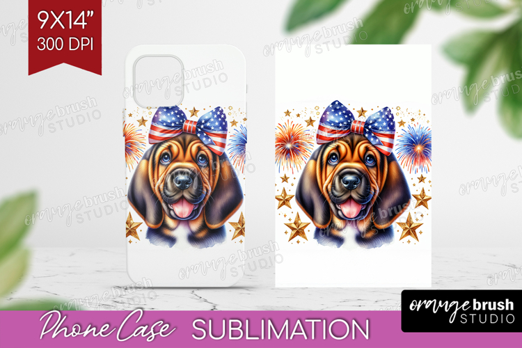 Bloodhound Dog Phone Case PNG Patriotic Dog Case PNG