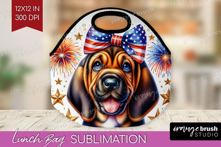 Bloodhound Dog Lunch Bag Patriotic Dog Lunch Bug PNG example image 1