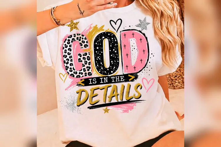 God Is in the Details Christian PNG, Leopard Faith Quote