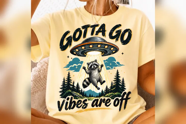 Gotta Go Vibes Are Off Raccoon PNG, Funny UFO Alien Abductio