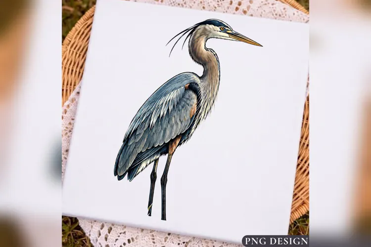 Great Blue Heron PNG, Coastal Bird Wildlife Shirt Design