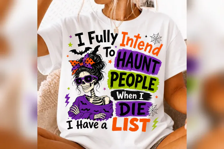 Funny Halloween Skeleton Quote PNG, I Fully Intend to Haunt