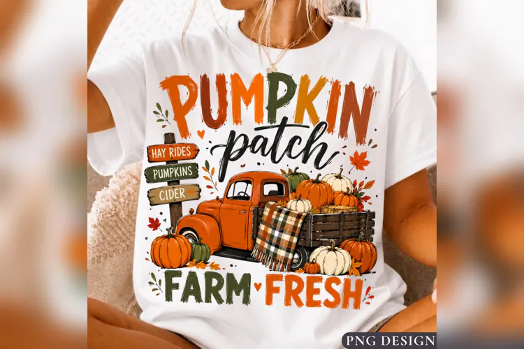 Pumpkin Patch Farm Fresh Fall Truck PNG, Autumn Pumpkin png