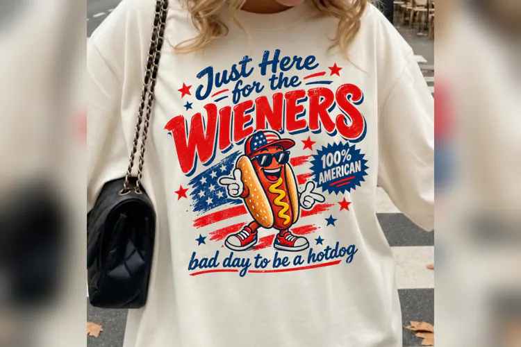 Funny 4th of July PNG, Patriotic Hot Dog American Flag Desig