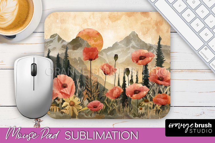 Boho Mouse Pad, Minimalist Landscape Mousepad Sublimation